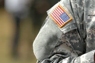 the American flag attached to the American military uniform.