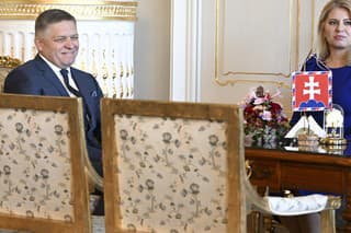 Robert Fico počas prijatia v Prezidentskom paláci.