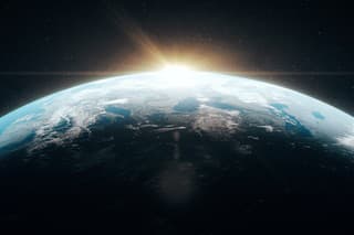 Photorealistic Earth view from space to Europe with Sun flare.
World map texture credits to NASA: https://visibleearth.nasa.gov/images/74218