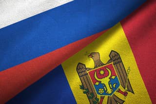 Moldova and Russia flag together realtions textile cloth fabric texture