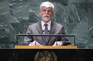 Český prezident Petr Pavel reční počas rozpravy na 78. zasadnutí Valného zhromaždenia OSN v New Yorku.