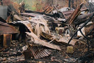 Australian bushfires: Burnt building rubbles after severe wildfire