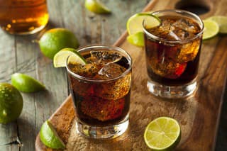 Rum and Cola Cuba Libre with Lime and Ice
