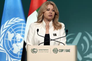 Slovenská prezidentka Zuzana Čaputová vystupuje s prejavom na otvorení  klimatického summitu COP28 v Dubaji v piatok 1. decembra 2023.