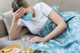 Sick woman having flu or cold