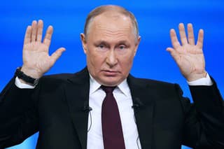 Ruský prezident Vladimir Putin počas tradičnej koncoročnej tlačovej konferencie 14. decembra 2023.