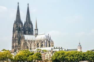 View of the Cologne Cathedral on the Rhine, Germany.