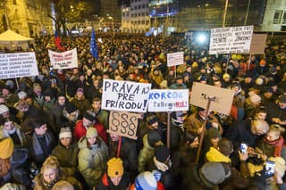 Protestné zhromaždenie SaS, PS a KDH v Bratislave