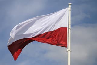 Flag of Poland waving in the wind.