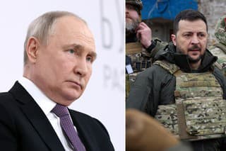 Ruský prezident Vladimir Putin a ukrajinský prezident Volodymyr Zelenskyj.