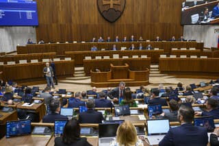 Na snímke poslanci a poslankyne Národnej rady (NR) SR sedia v pléne počas 9. schôdze parlamentu v Bratislave 8. februára 2024.