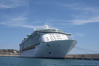 Ibiza, Balearic Islands, Spain -September 01, 2014: Royal Caribbean Cruise, Independence of the Seas, in Eivissa harbor, Ibiza