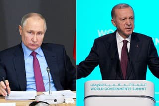 Ruský prezident Vladimir Putin a turecký prezident Recep Tayyip Erdogan.