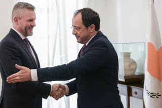 Na snímke vpravo prezident Cyperskej republiky Nikos Christodulidis a predseda Národnej rady SR Peter Pellegrini (Hlas-SD).