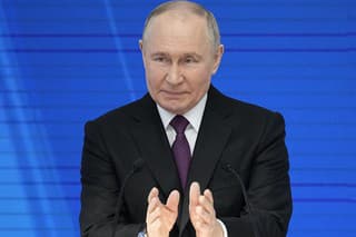 Ruský prezident Vladimir Putin vystupuje vo Federálnom zhromaždení so správou o stave krajiny vo štvrtok 29. februára 2024 v Moskve.