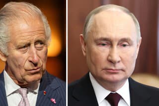 Britský kráľ Karol III. a ruský prezident Vladimir Putin