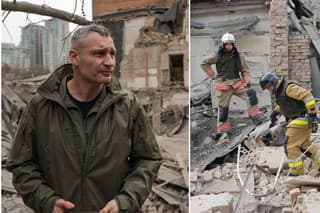 Starosta Kyjeva Vitalij Kličko na mieste  po ruskom leteckom útoku v Kyjeve v pondelok 25. marca 2024.