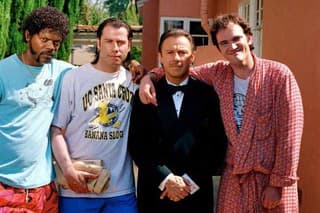 1994. (Zľava) Samuel L. Jackson, John Travolta, Harvey Keitel, Quentin Tarantino 