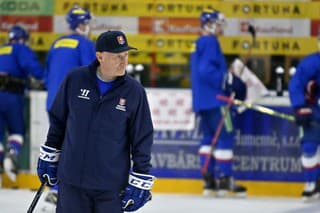 Tréner slovenskej hokejovej reprezentácie Craig Ramsey na prvom tréningu.