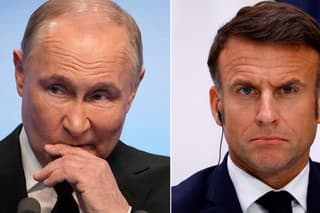 Ruský prezident Vladimir Putin a francúzsky prezidenta Emmanuel Macron.