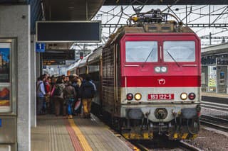 Poprad, Slovakia, October 15, 2014 - People are boarding a Regional Train of the Slovak Railway ZSSK at Poprad Station.