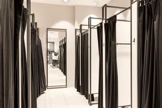 Fitting booths in a clothing store. dressing room at the store.
