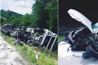 Pre nehodu auta a kamióna neďaleko Krupiny bola cesta I/66 uzavretá niekoľko hodín.
