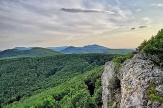 Čierna skala ponúka prekrásne a ďaleké výhľady na okolité malokarpatské lesy a Podunajskú nížinu.