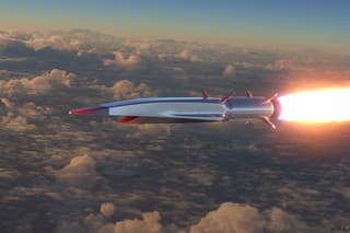 Hypersonic missile flies above the clouds