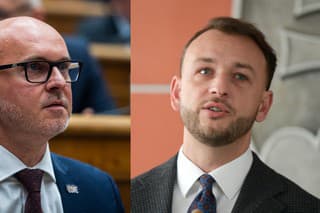 Minister vnútra a nový predseda Hlasu-SD Matúš Šutaj Eštok s lídrom SaS Branislavom Gröhlingom.