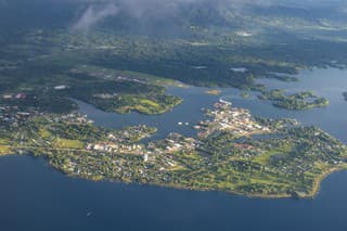 Early morning aerial view of Madang, Papua New Guinea
