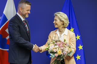Na snímke slovenský prezident Peter Pellegrini a predsedníčka Európskej komisie Ursula von der Leyenová.