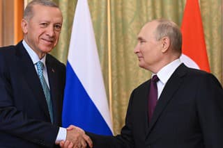 Ruský prezident Vladimir Putin a turecký prezident Recep Tayyip Erdogan.