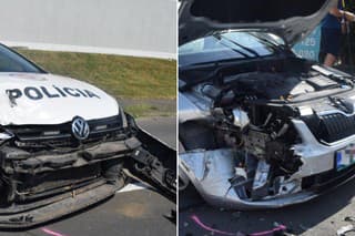 Polícia vyšetruje čelnú zrážku auta s policajným vozidlom vo Vranove nad Topľou.
