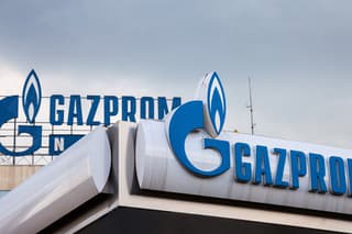 Picture of the logo of Gazprom on their Serbian main office in Belgrade. Gazprom is one of the main oil compnaies from Russia