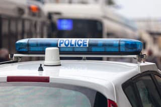 Blue siren on the top of a french police car.