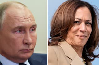 Ruský prezident Vladimir Putin a Viceprezidentka USA Kamala Harrisová.