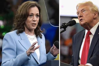 Na snímke Kamala Harrisová a Donald Trump.