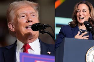 Republikánsky kandidát na prezidenta USA Donald Trump a viceprezidentka Kamala Harrisová.