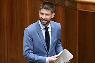 Na snímke podpredseda Národnej rady Slovenskej republiky (NRSR) Michal Šimečka (PS) počas mimoriadneho zasadnutia parlamentu o jeho odvolaní.