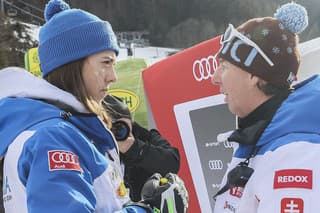 Na snímke vľavo slovenská lyžiarka Petra Vlhová a vpravo Livio Magoni.