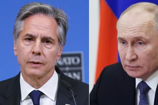 Americký minister zahraničných vecí Antony Blinken a ruský prezident Vladimir Putin