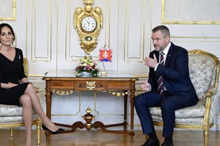 Na snímke prezident SR Peter Pellegrini a ministerka zdravotníctva Zuzana Dolinková (Hlas-SD) počas prijatia v Prezidentskom paláci 8. októbra 2024 v Bratilave.