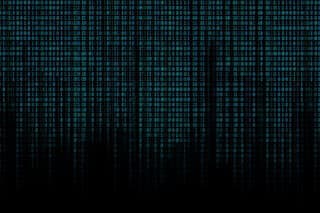 glowing blue binary code matrix background wide banner