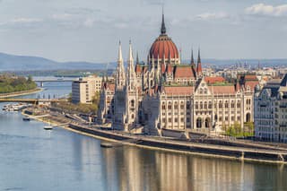 Hungarian parliament in Budapest, in the bank of Danube.