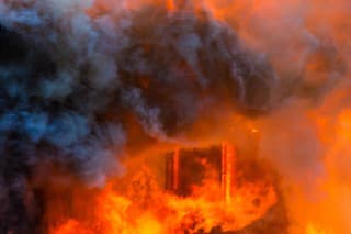 Fire in an old wooden house