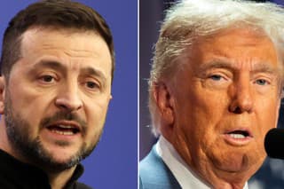 Na snímke ukrajinský prezident Volodymyr Zelenskyj a novozvolený americký prezident Donald Trump.