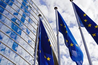 EU Flags at the European Commission Building