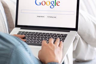 Simferopol, Russia - July 9, 2014: Google biggest Internet search engine. Google.com domain was registered September 15, 1997.