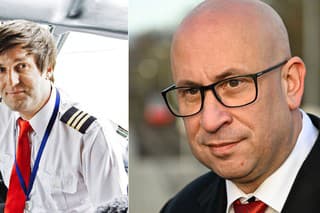 Pilot Vratko Rohoň (vľavo) a minister dopravy Jozef Ráž.